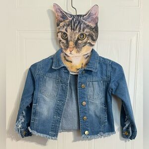 Girls Chillipop Blue Denim Fringe Jacket 5/6
